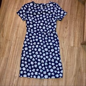 Old Navy Daisy Floral Blue Structured Short Sleeve Dress Size Small